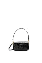Davina Croc Cross-Body Bag - Black