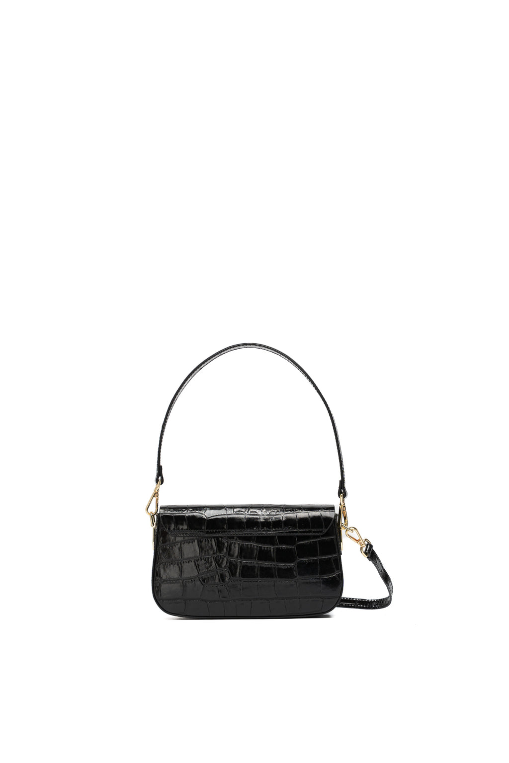 Davina Croc Cross-Body Bag - Black