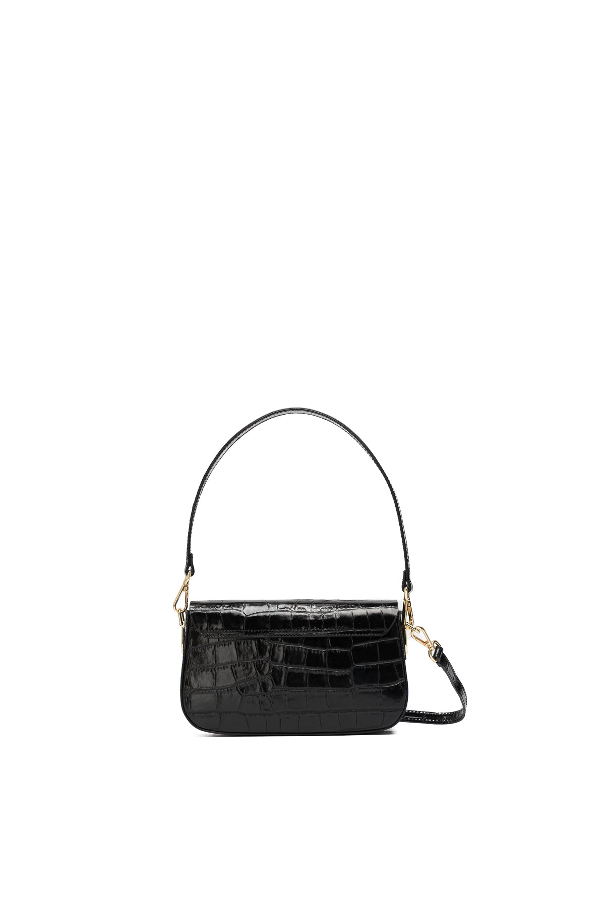 Davina Croc Cross-Body Bag - Black
