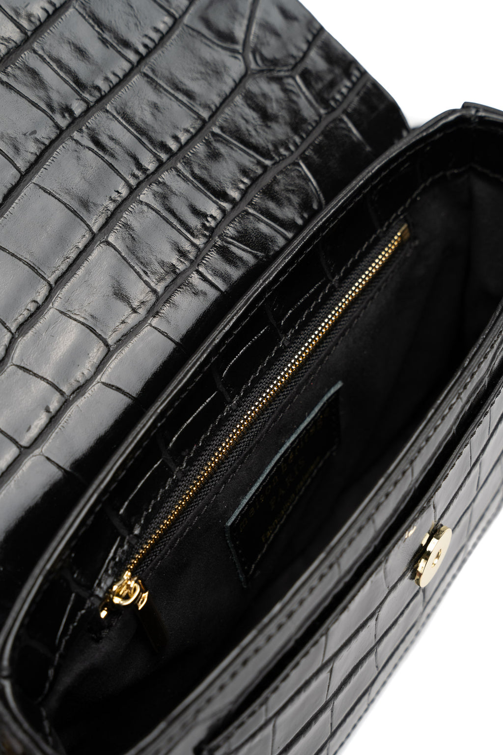 Davina Croc Cross-Body Bag - Black