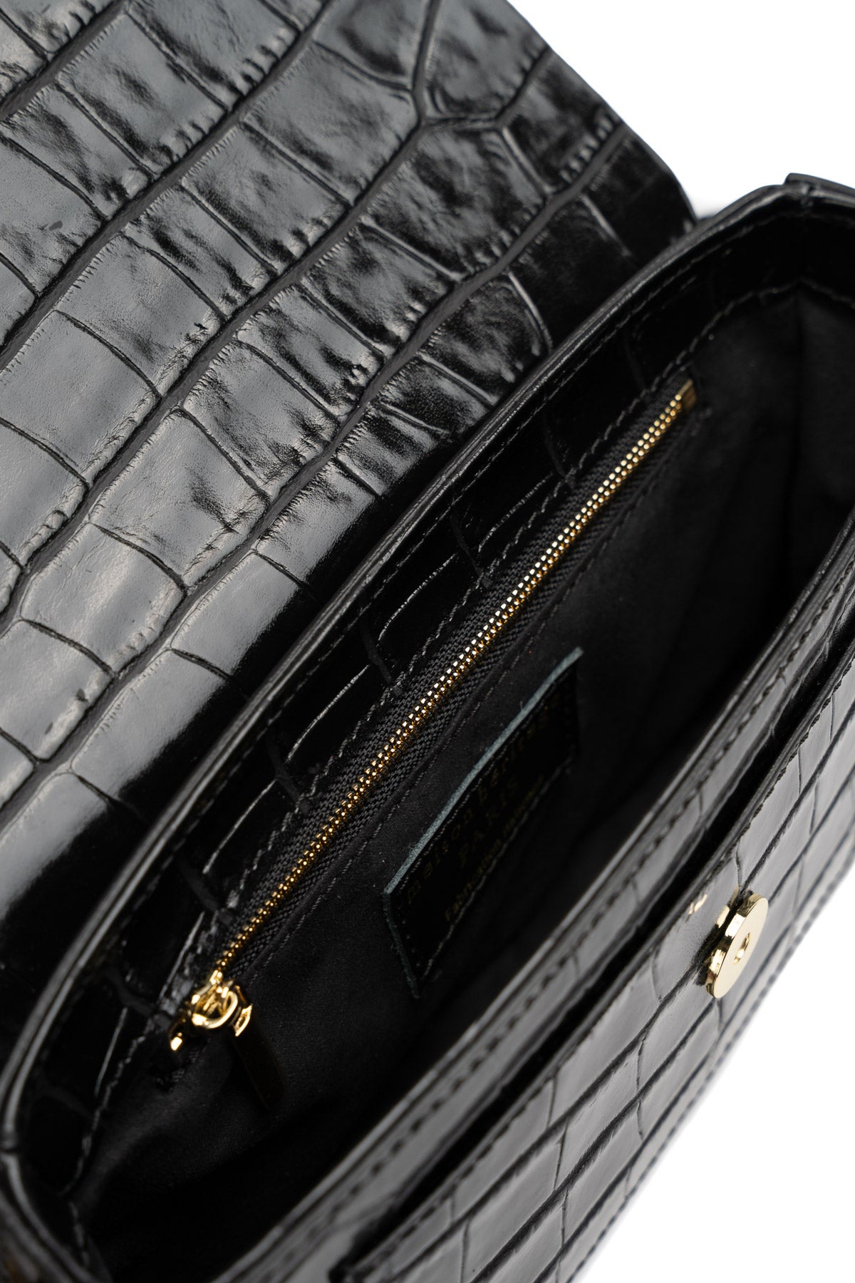 Davina Croc Cross-Body Bag - Black
