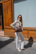 Helva Grained Tote Bag - Brown