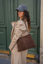 Sac Cabas Helva Suede - Marron