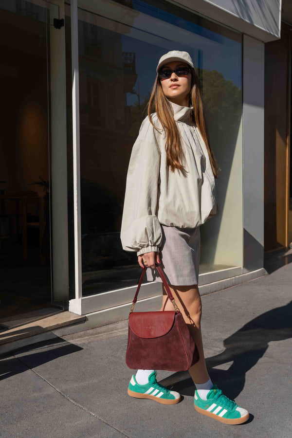 Sac Porté-Épaule Kona Suede - Bordeau