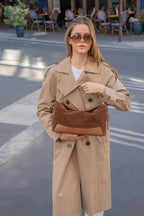 Mini Nej Suede Handbag - Camel