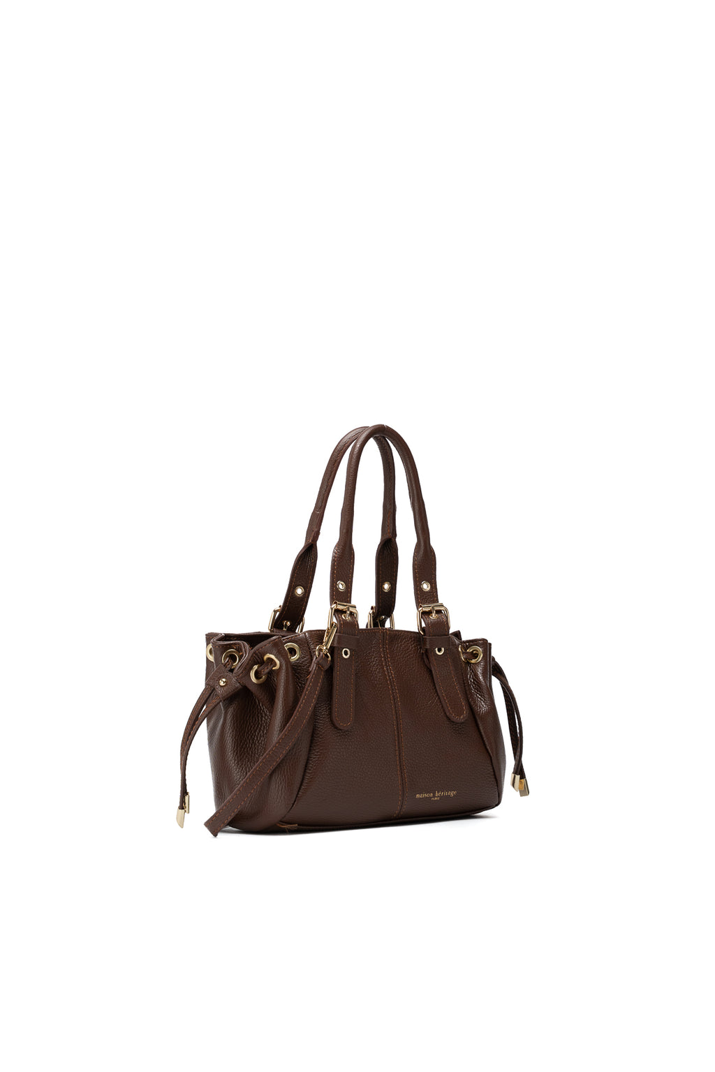 Mini Sunny Grained Handbag - Brown