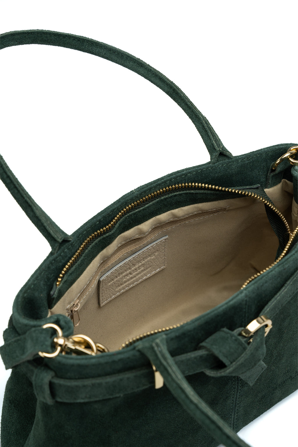 Norea Suede Handbag - Bottle Green