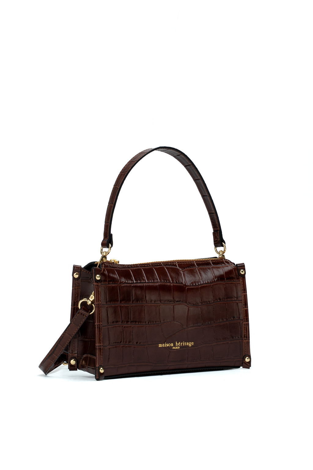 Bolso de mano Ombra efecto cocodrilo - Marrón