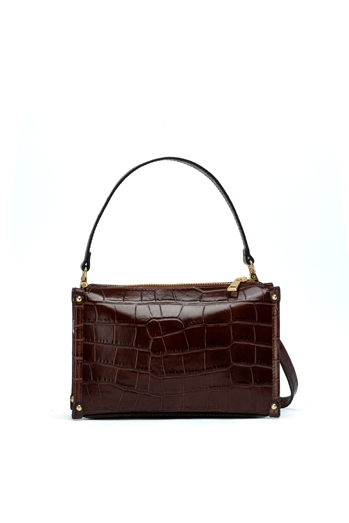 Bolso de mano Ombra efecto cocodrilo - Marrón