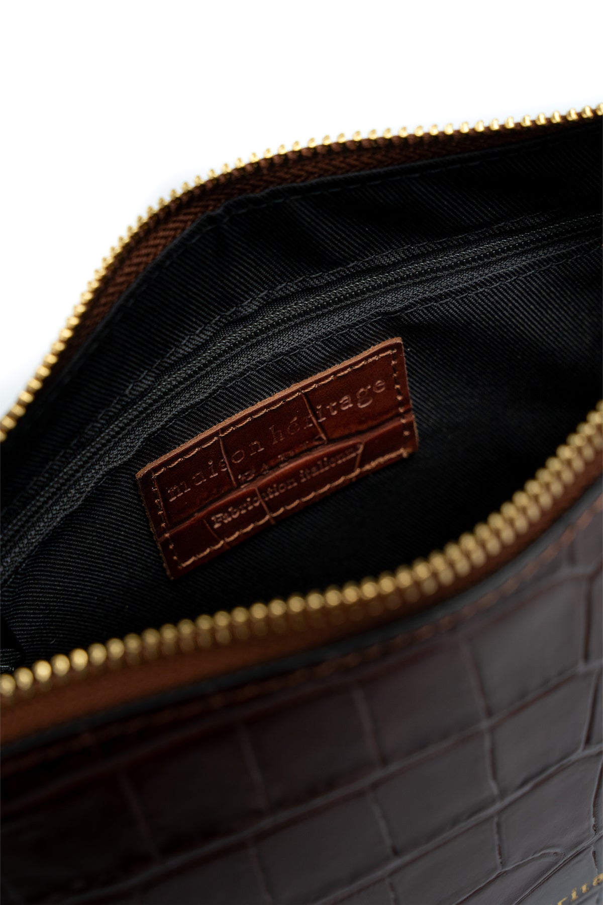 Bolso de mano Ombra efecto cocodrilo - Marrón