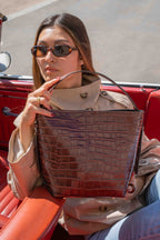 Orne Croc-Effect Bucket Bag - Brown