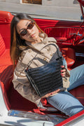 Bolso bombonera Orne efecto cocodrilo - Negro