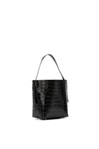 Bolso bombonera Orne efecto cocodrilo - Negro