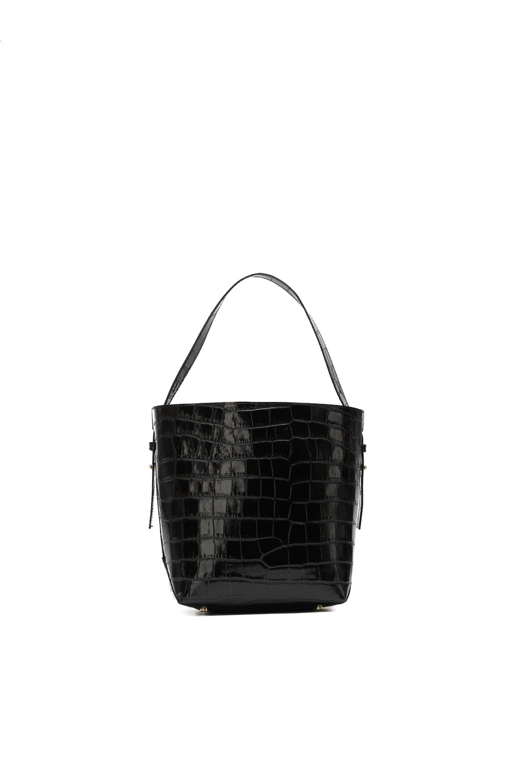 Bolso bombonera Orne efecto cocodrilo - Negro