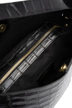 Bolso bombonera Orne efecto cocodrilo - Negro