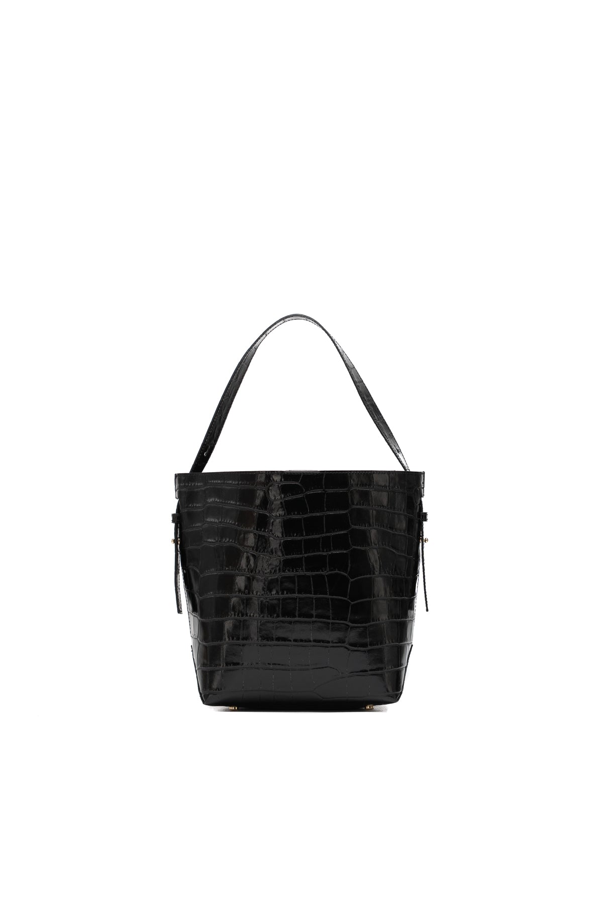 Bolso bombonera Orne efecto cocodrilo - Negro