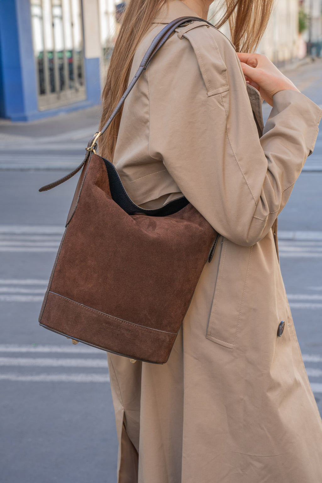 Sac Seau Sleet Suede - Marron
