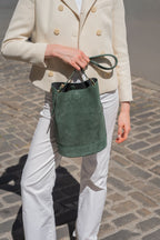 Sleet Suede Bucket Bag - Bottle Green