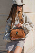 Sac À Bandoulière Swan Suede - Camel