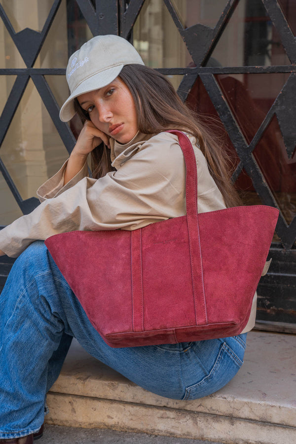 Sac Cabas Yule Suede - Bordeau