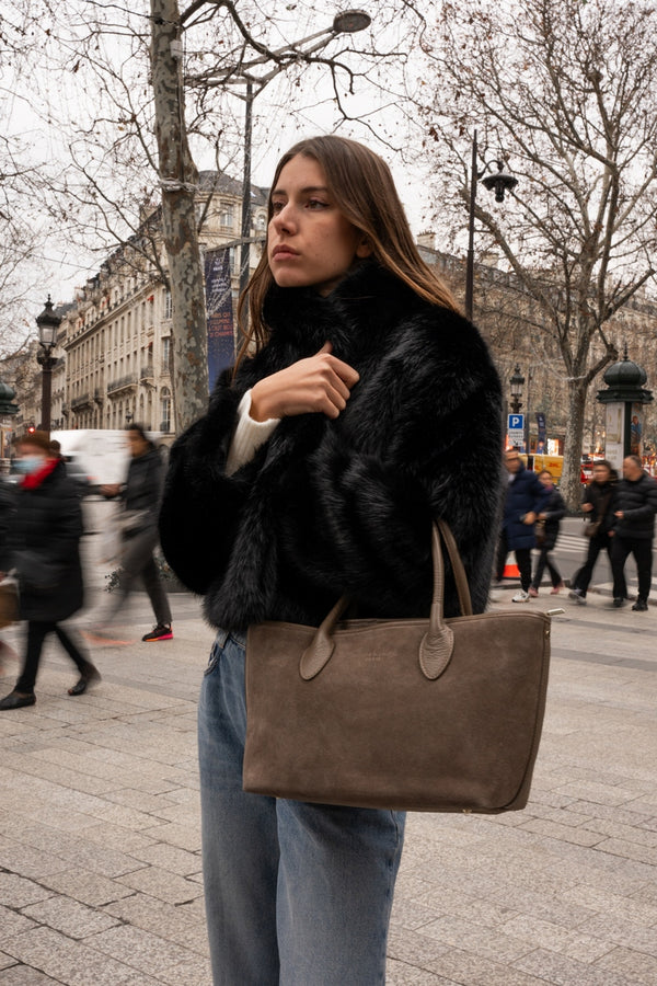 Bolso de mano Loche de ante - Taupe