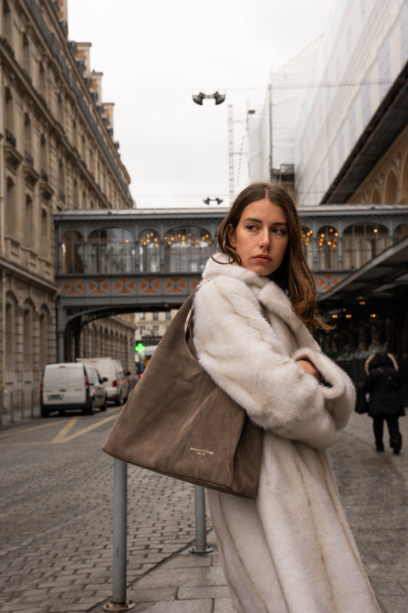 Sac Cabas Taupe Tikki Suede