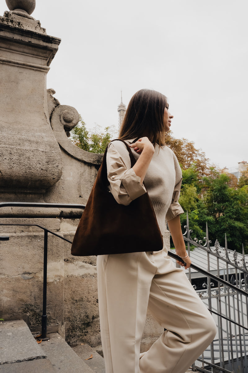 Sac Porte Epaule Maldives Suede - Marron
