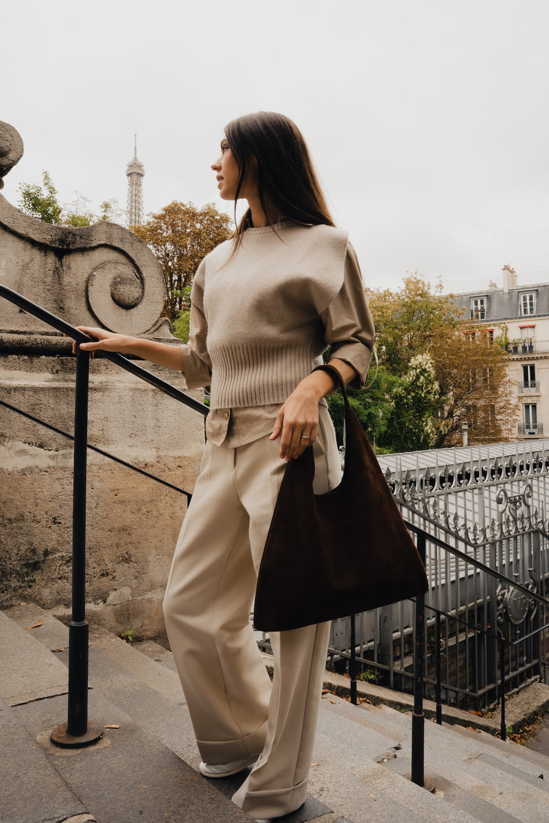 Sac Porte Epaule Maldives Suede - Marron