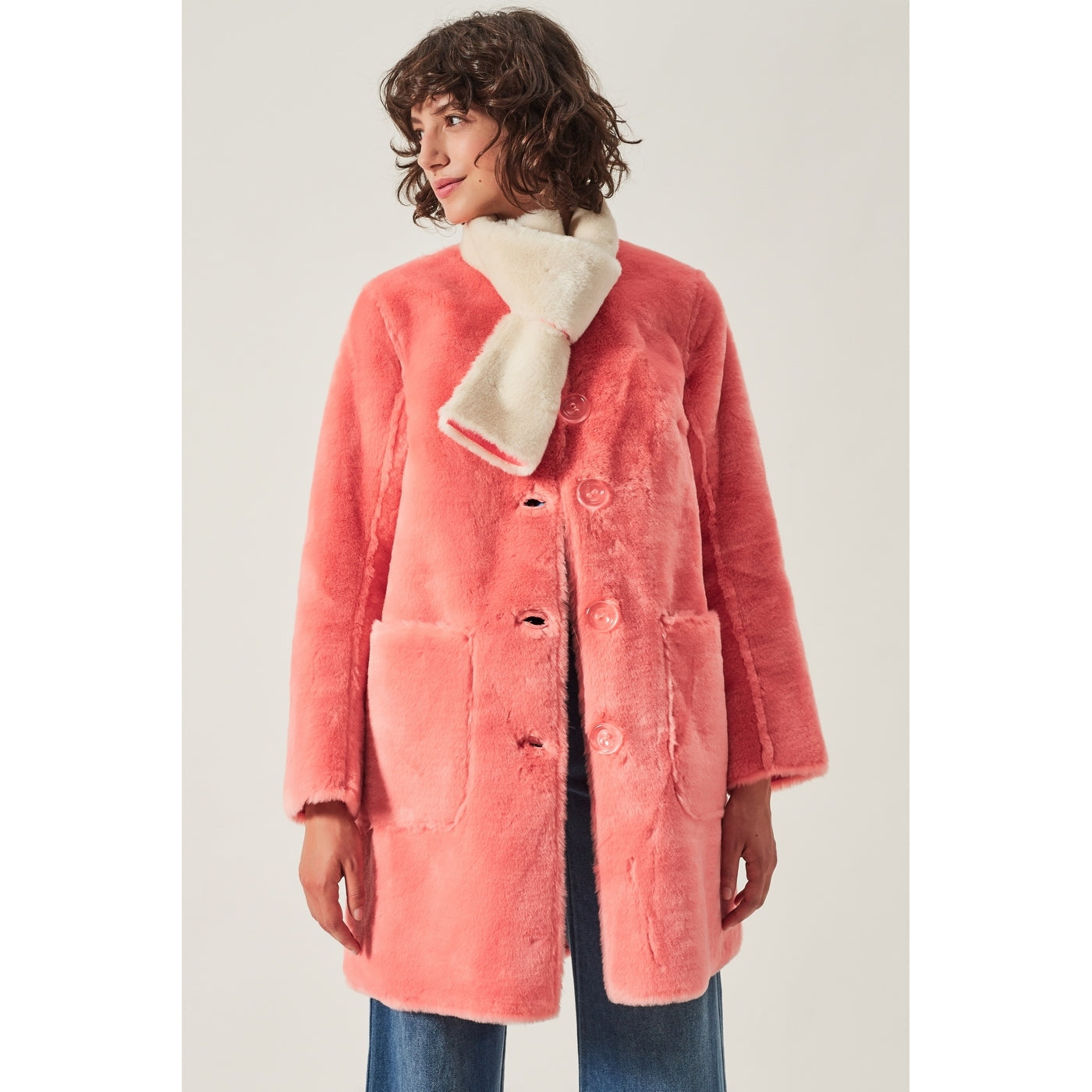 Abrigo Satin Fur - Salmón