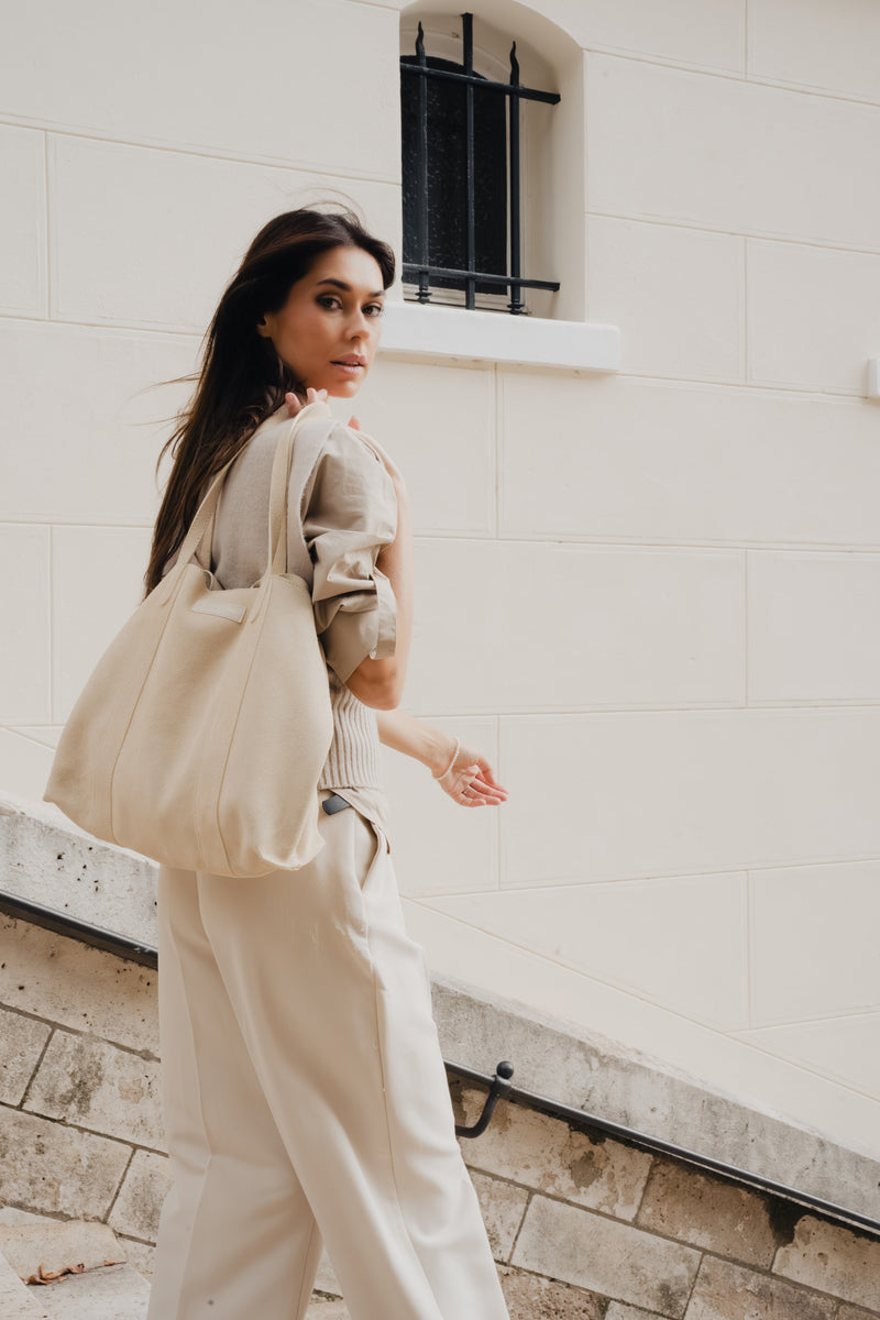 Sac Cabas Naya Suede - Ivoire