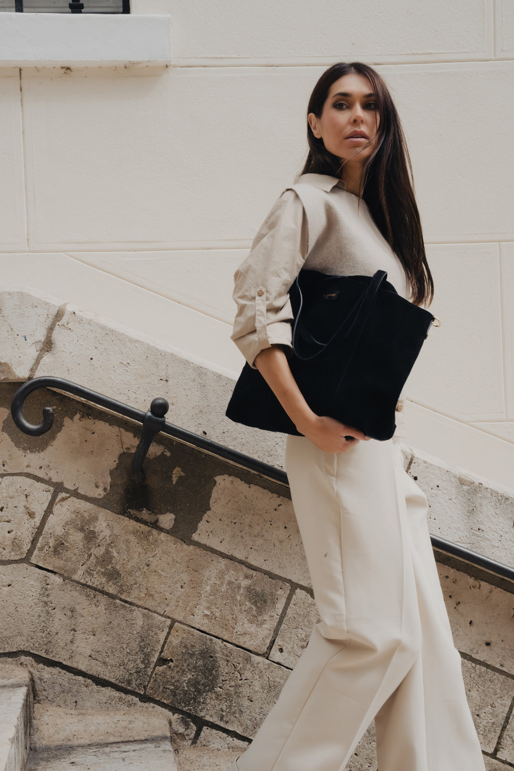 Sac Cabas Naya Suede - Noir