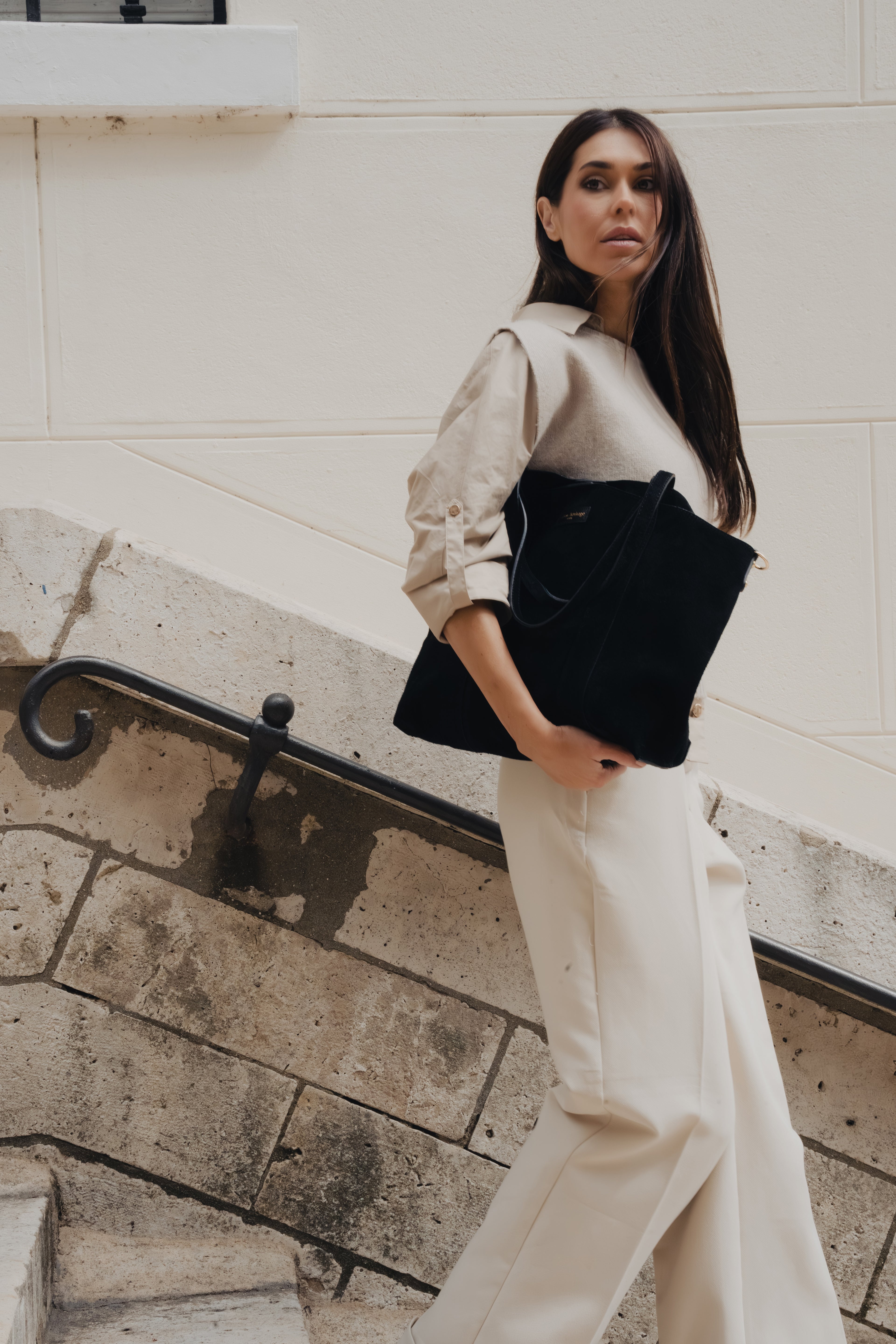 Sac Cabas Naya Suede - Noir