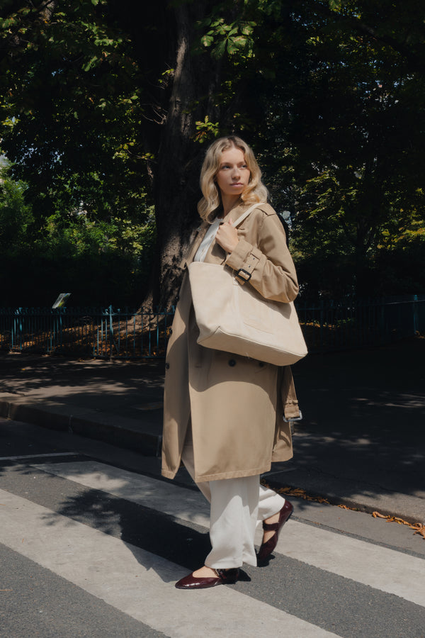 Bolso tote Rise de ante - Marfil