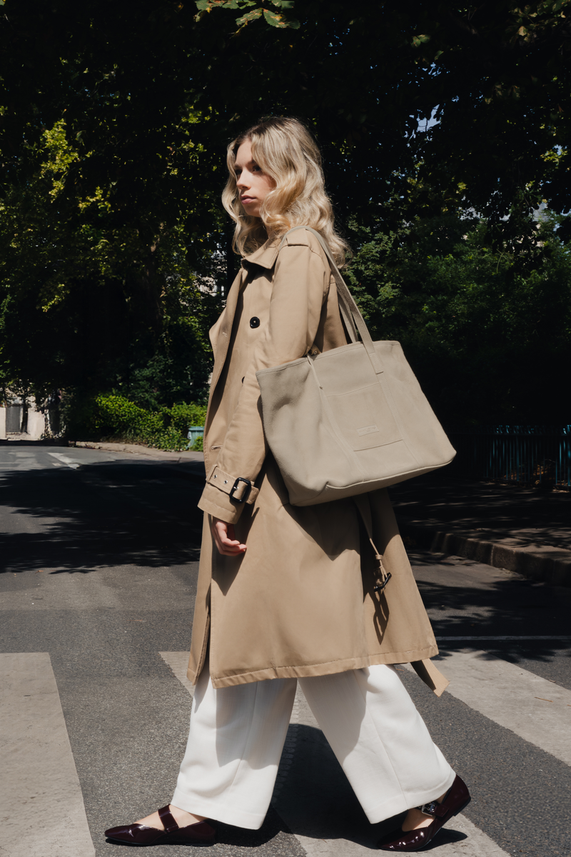 Bolso tote Rise de ante - Taupe oscuro