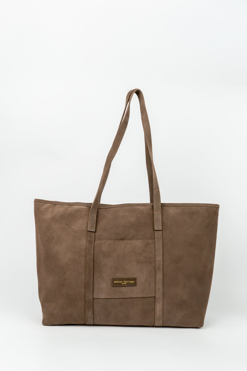 Bolso tote Rise de ante - Taupe oscuro