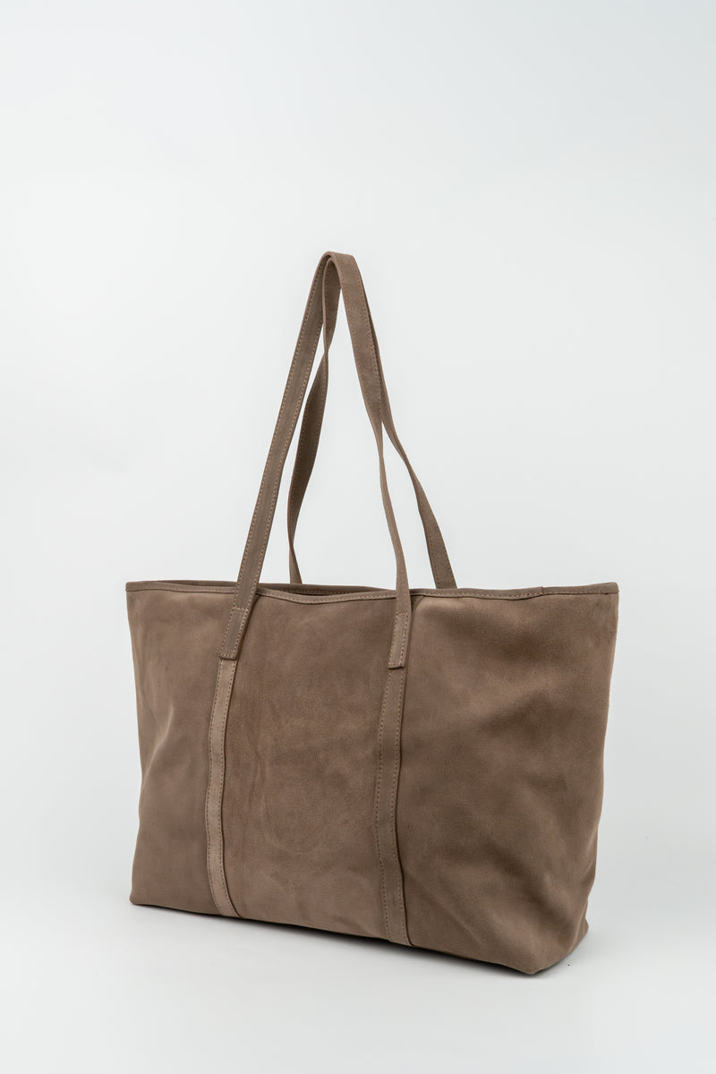 Bolso tote Rise de ante - Taupe oscuro