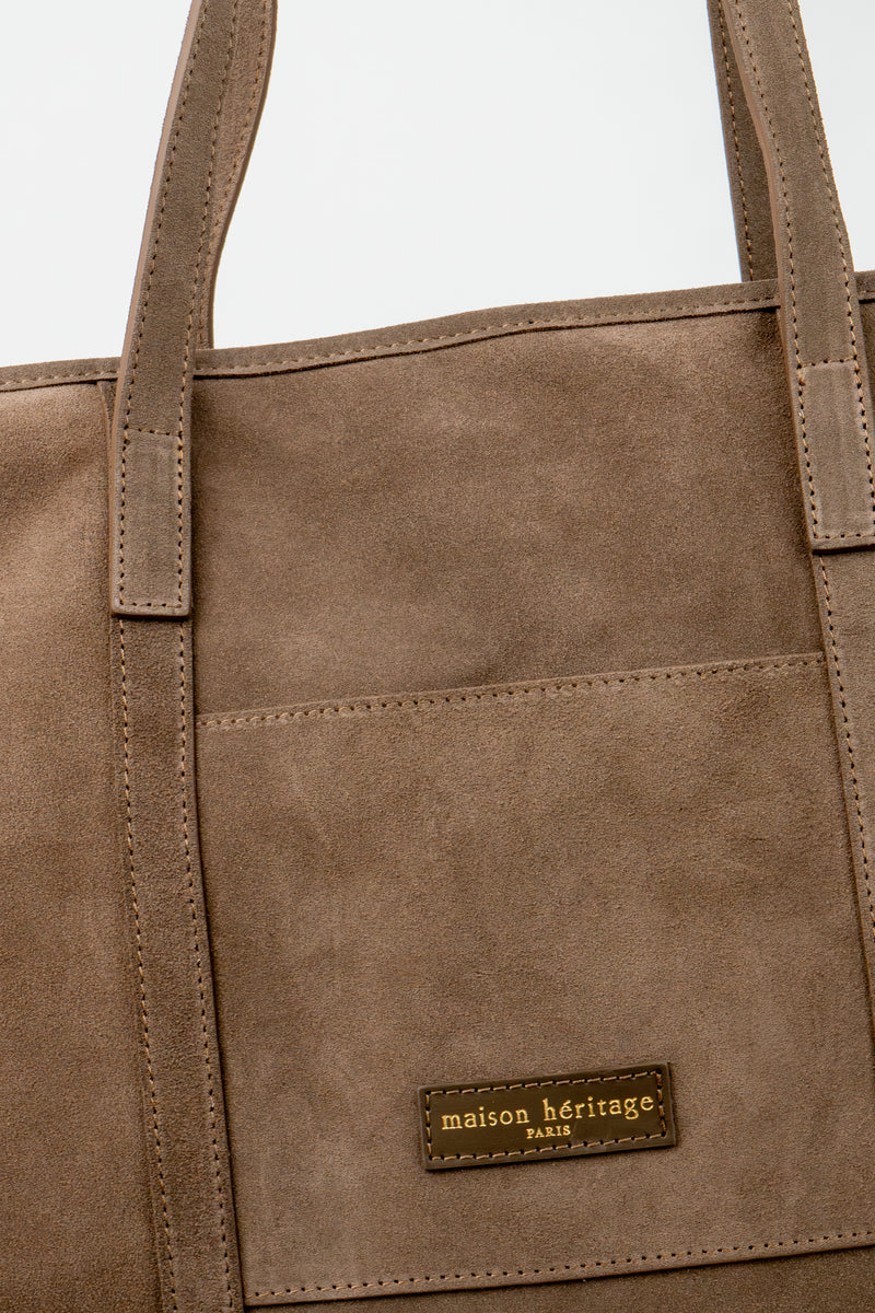 Bolso tote Rise de ante - Taupe oscuro