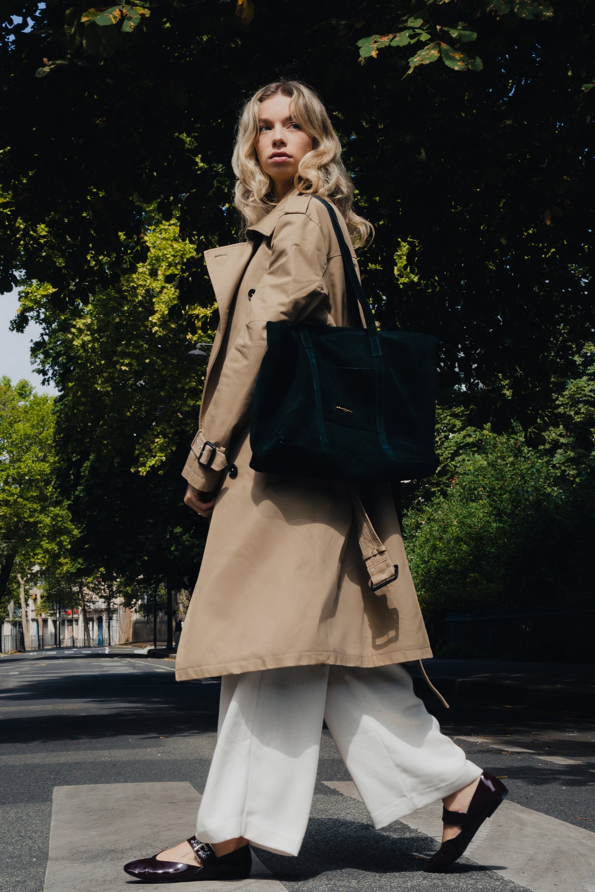Borsa shopper Rise Suede - Verde cedro