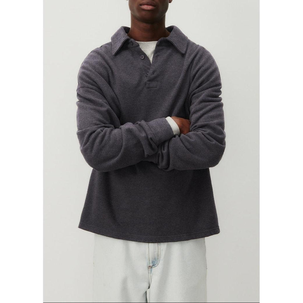 Polo-Neck Sweatshirt - Anthracite Marl - Men
