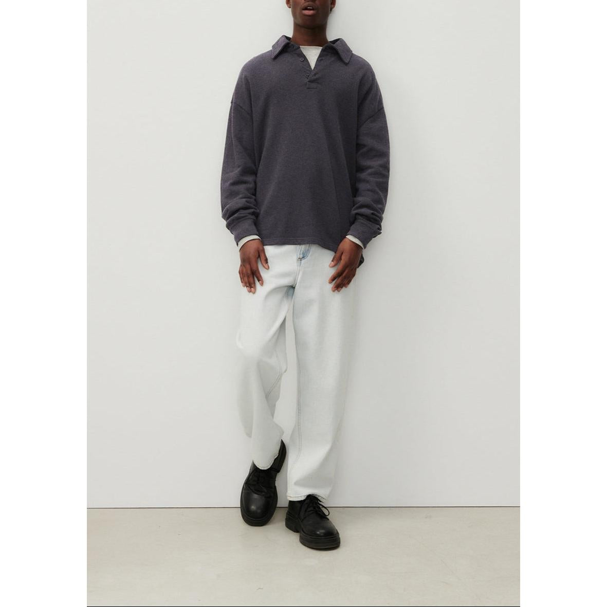 Polo-Neck Sweatshirt - Anthracite Marl - Men