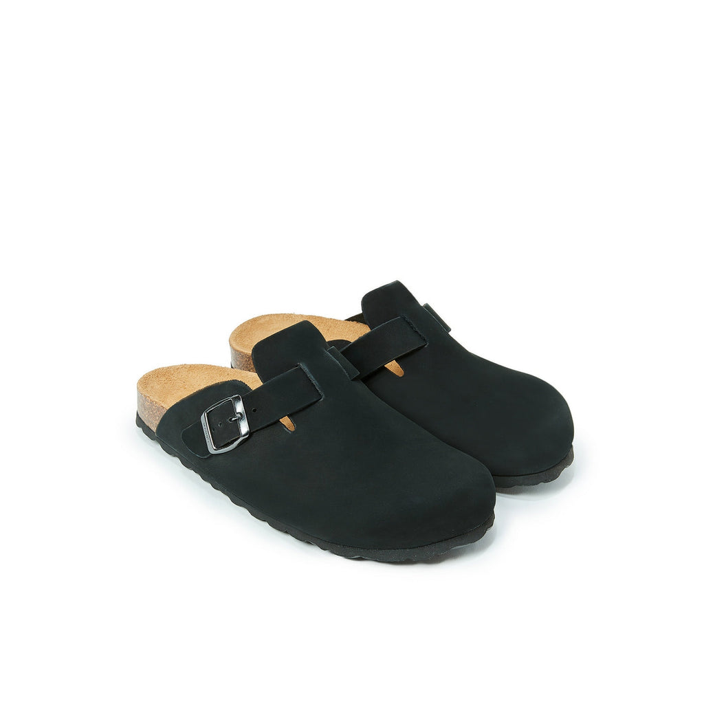 Noe Nubuck Black Clogs - Women