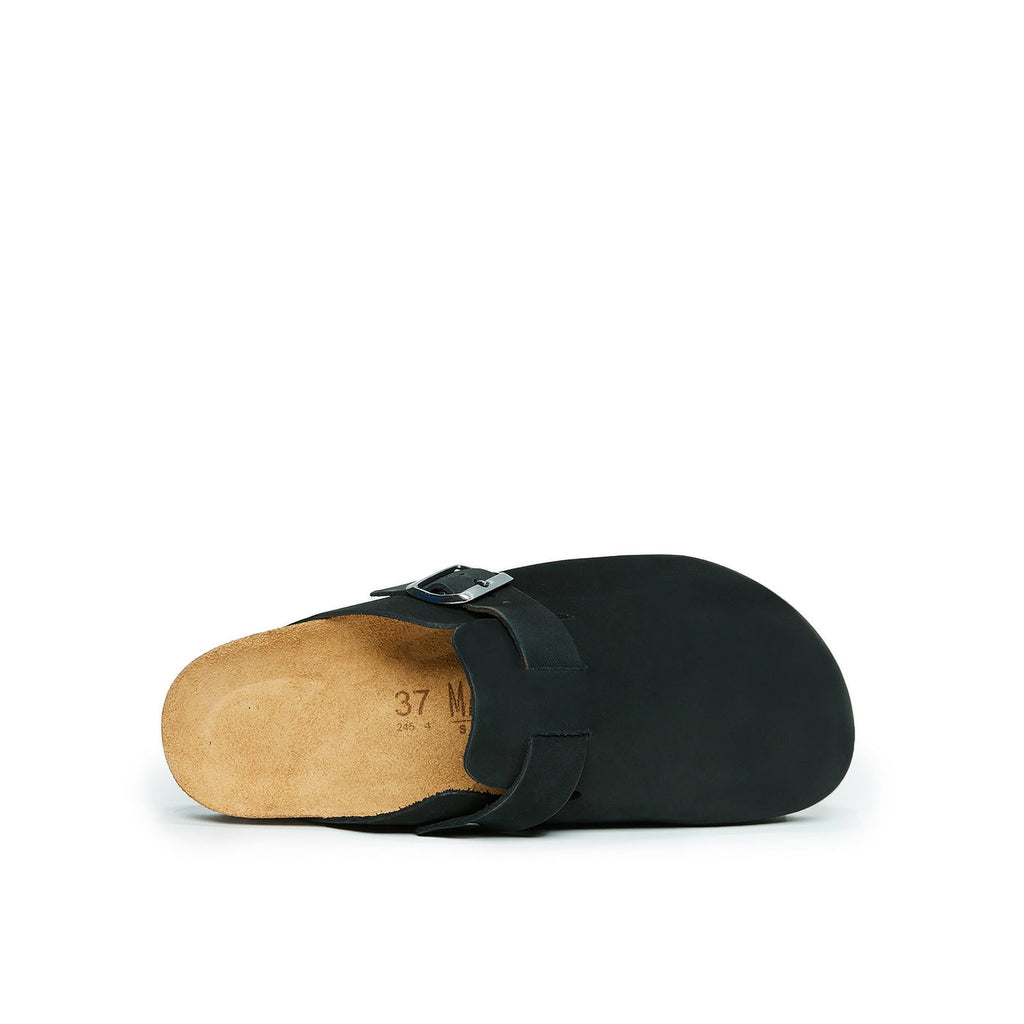 Noe Nubuck Black Clogs - Women