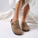 Zuecos Noe Suede color topo - Mujer