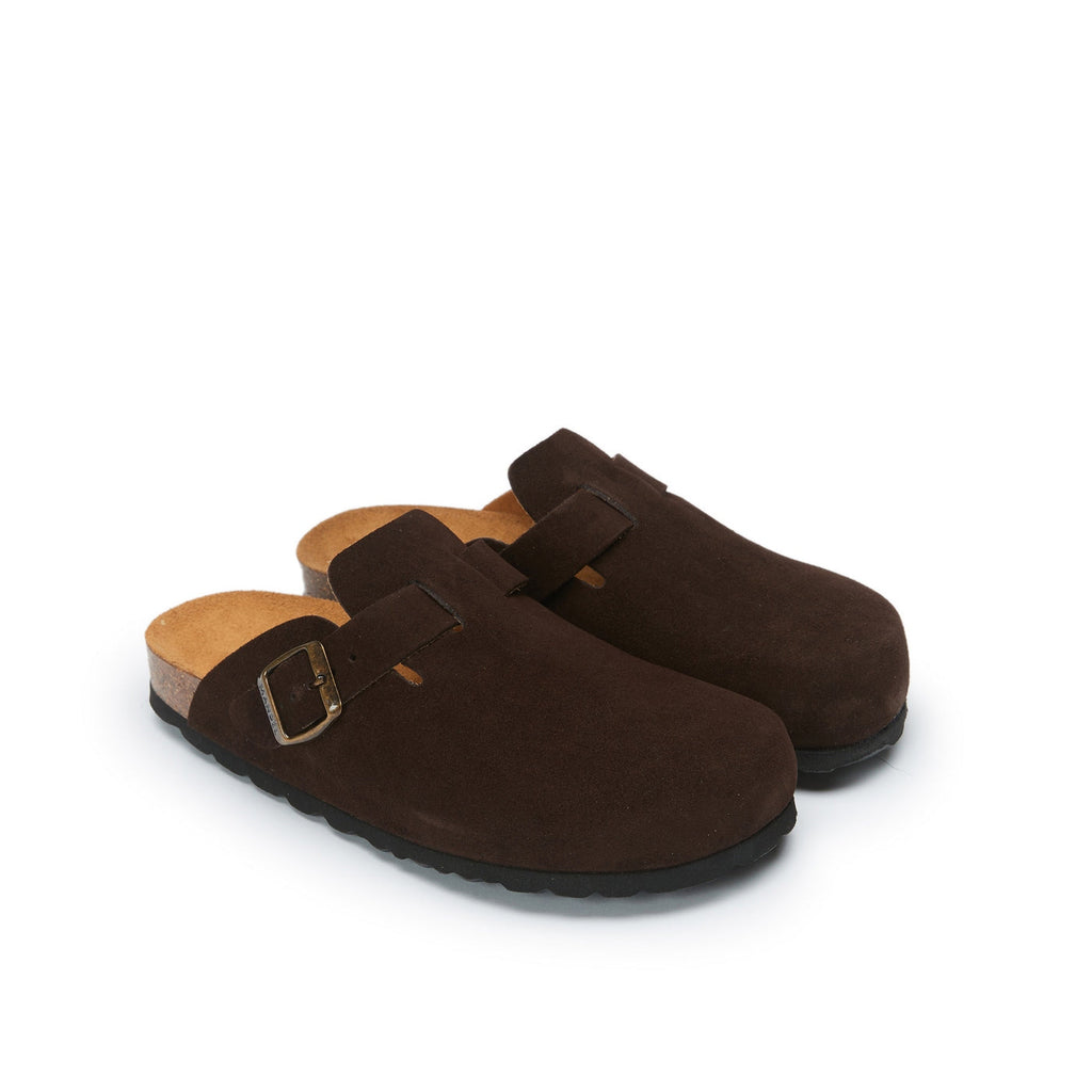 Zuecos Noe Suede Dark Brown - Mujer