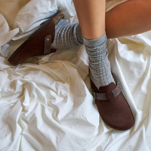 Sabots Noe Suede Noir Marron - Femme