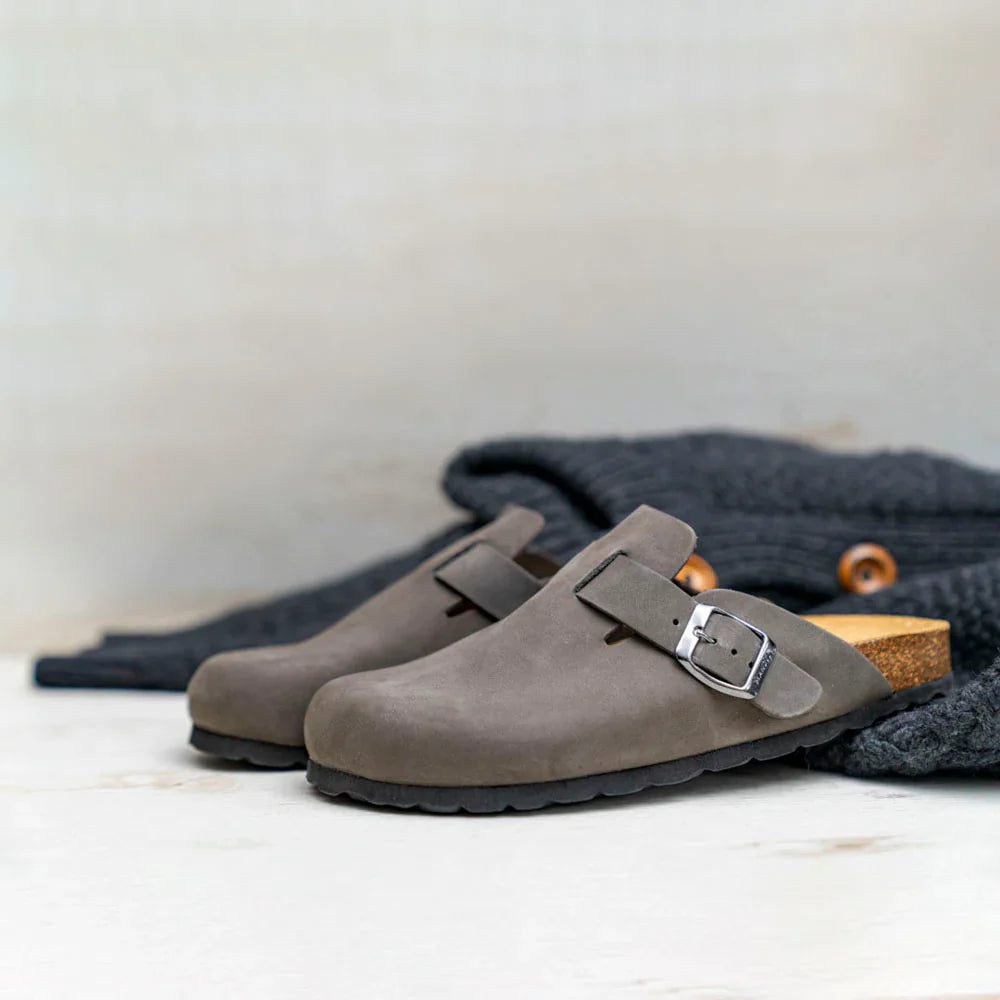 Noe Nubuck Grey Clogs - Women