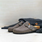 Noe Nubuck Grey Clogs - Women