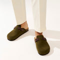 Noe Suede Moss Green Clogs - Men