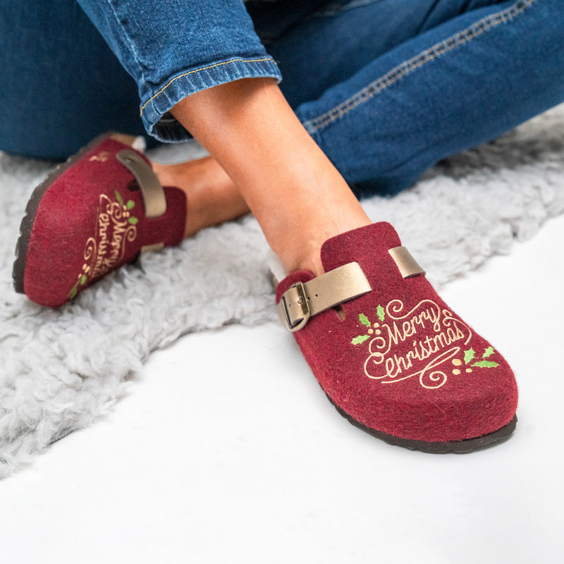 Sabots Pantoufle Noe En Feutre Bordeaux - Mixte