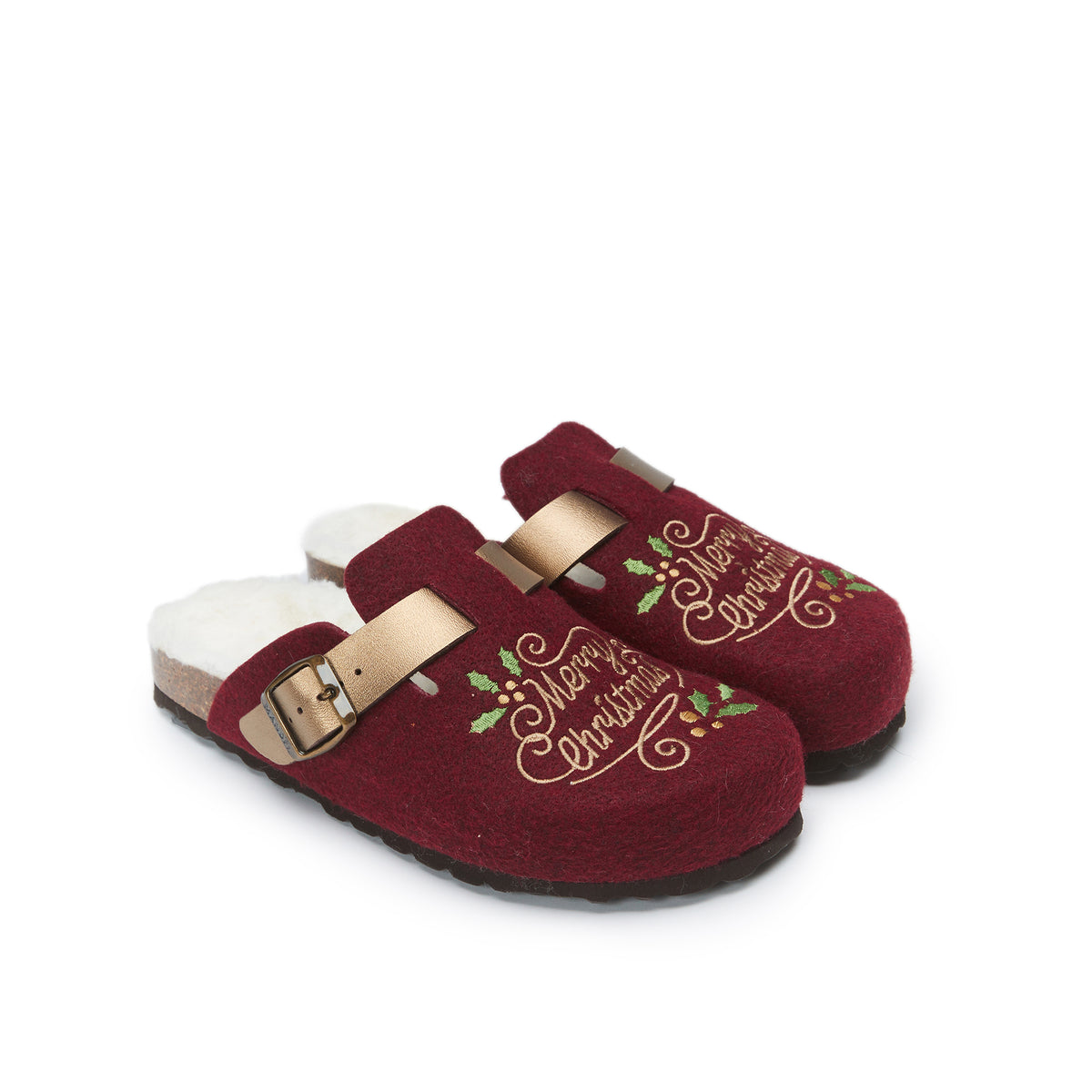 Zuecos Pantufla Noe de Fieltro Burdeos - Unisex